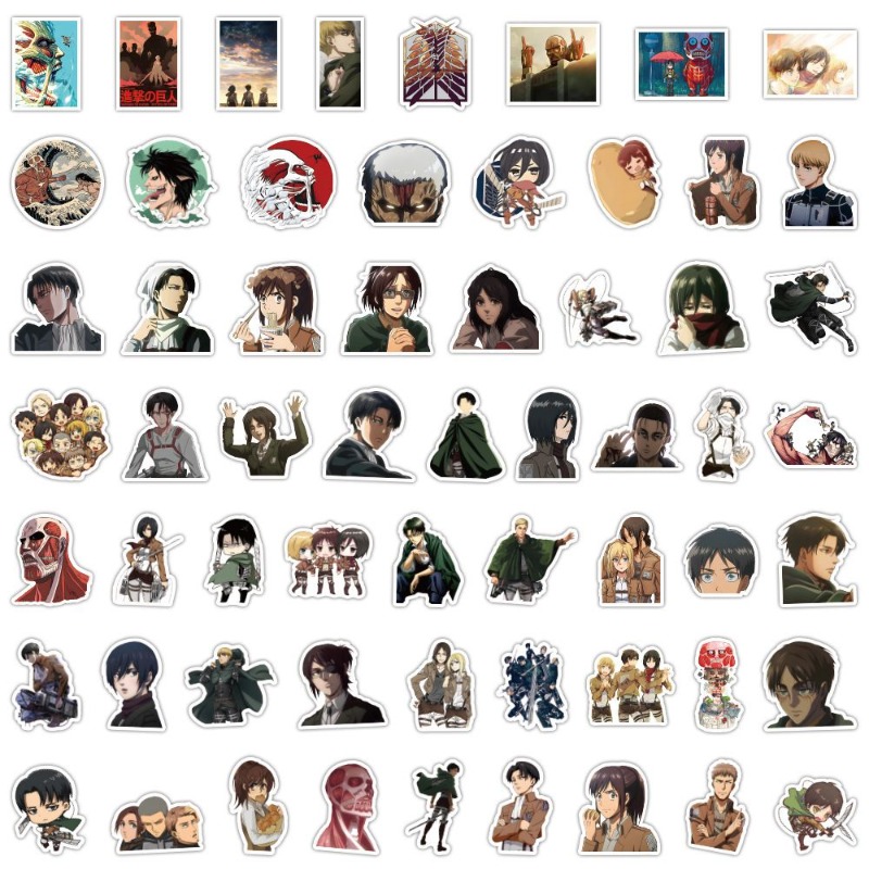 Phone Accessories Pouch - 60 Buah Stiker Anime Attack On