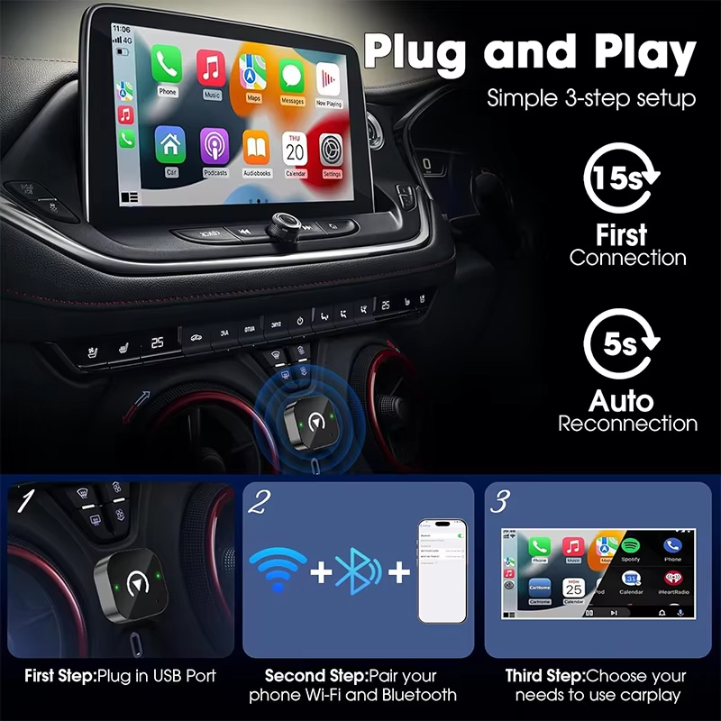 Adaptor CarPlay Nirkabel 2-in- - Phone Accessories Online ulasan dan harga
